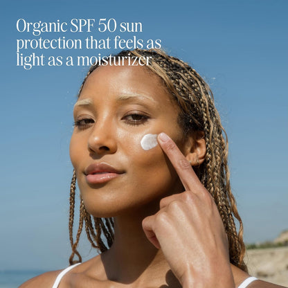 Organic Face Sunscreen SPF 50 - Dermatologist-Tested Daily Protection, Vegan, Gluten-Free, Fragrance-Free, 1.7 Fl Oz