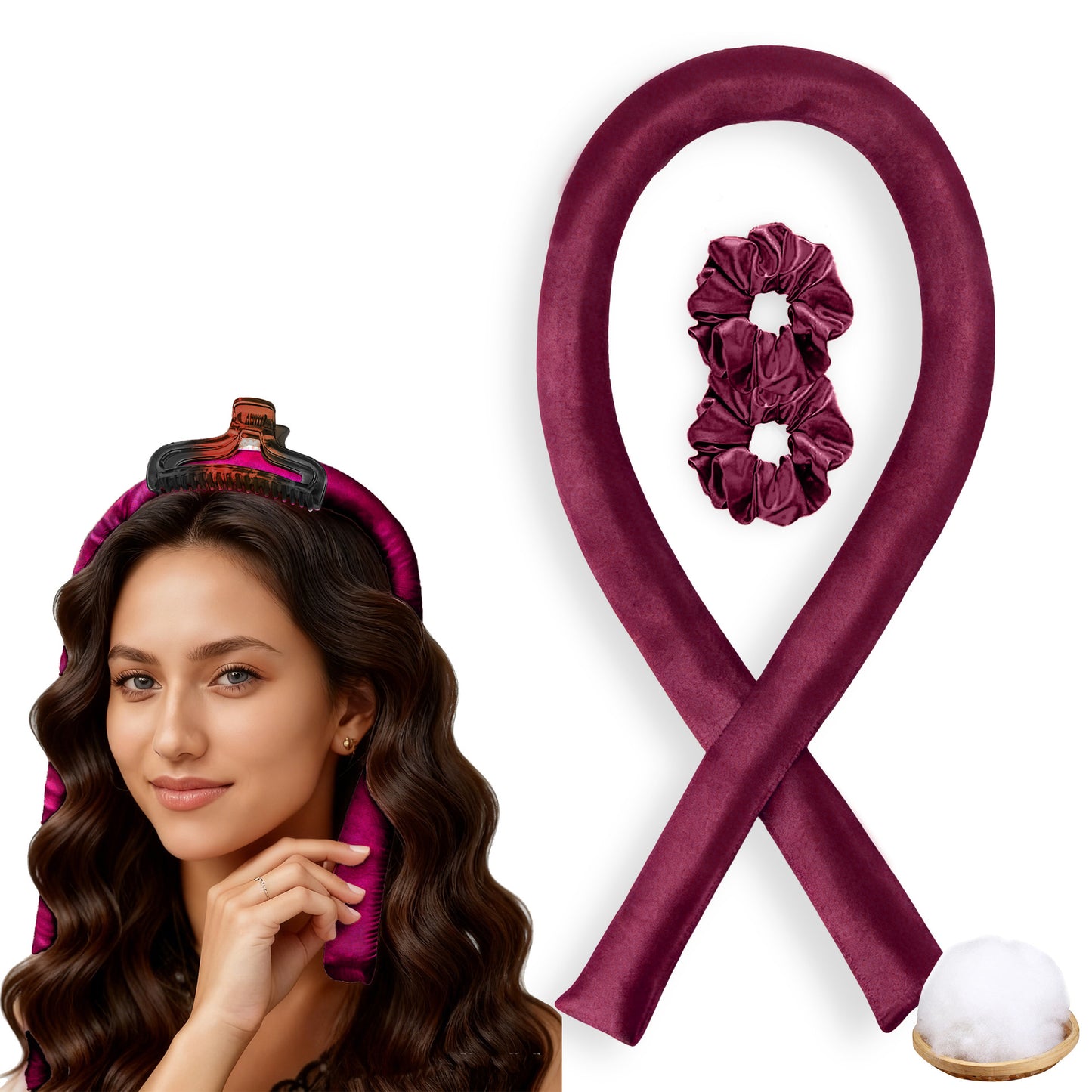 No-Heat Satin Curling Set – Handmade Wave & U-Shaped Hair Curler