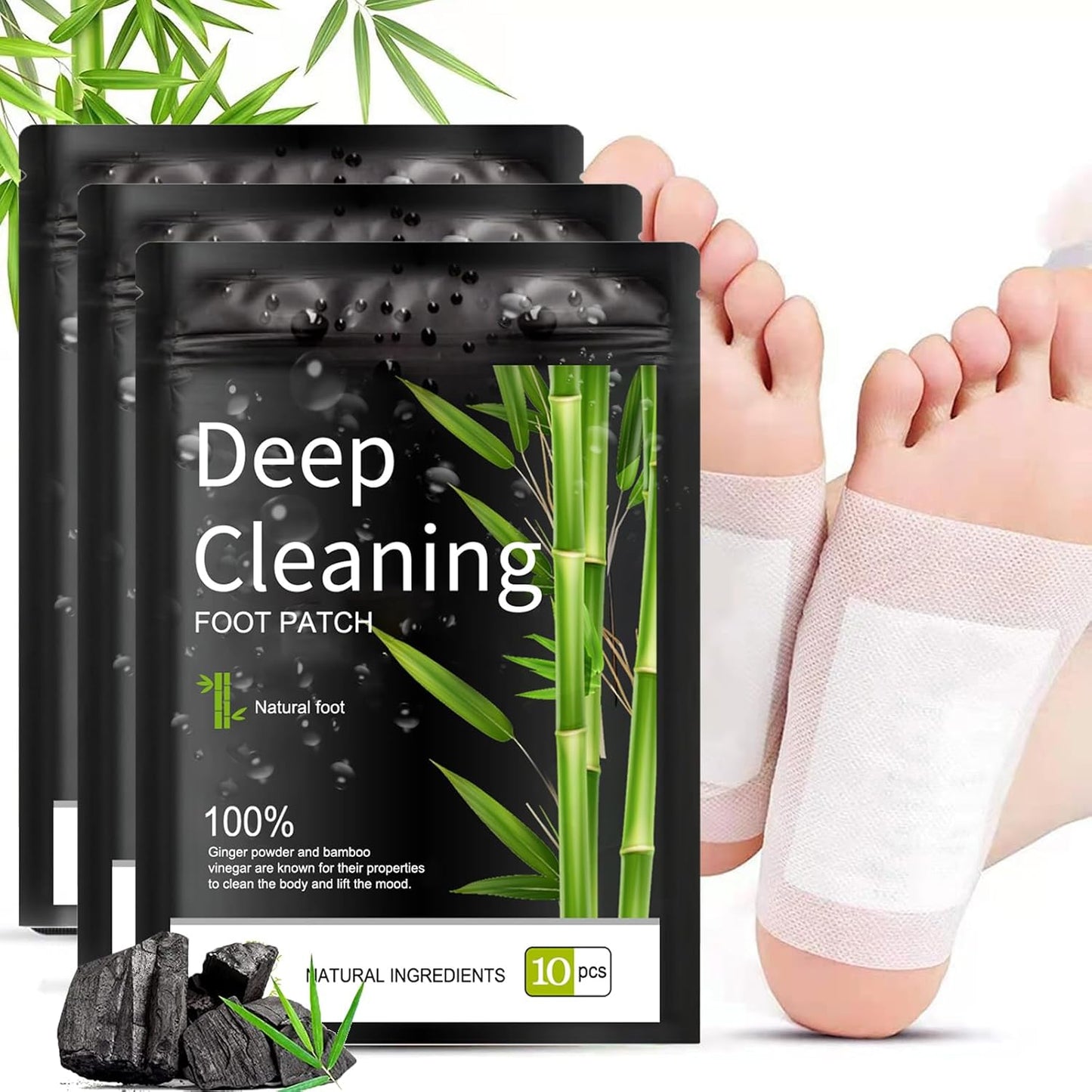 Deep Cleansing Foot Pads (30 Count) with Bamboo Vinegar and Ginger Powder for Stress Relief, Enhanced Sleep, and Relaxation