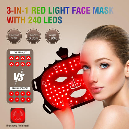 7-Color LED Red Light Therapy Face Mask for Anti-Aging and Skin Care, Featuring Eye Protection Cushion for Home Use