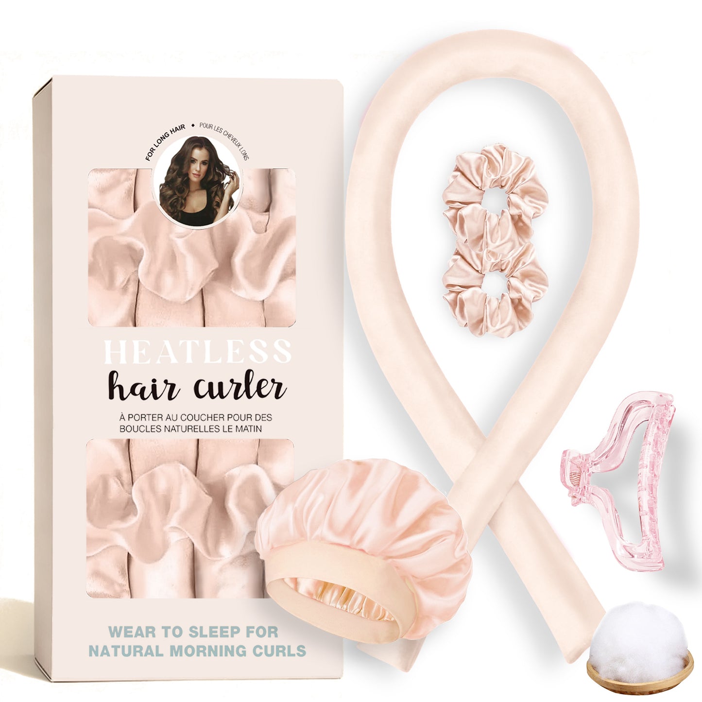 No-Heat Satin Curling Set – Handmade Wave & U-Shaped Hair Curler