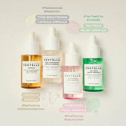 SKIN1004 Madagascar Centella Ampoule Kit 4 x 30ml – Hydrating, Brightening & Pore-Care Set