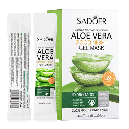 20pcs SADOER Aloe Vera Sleeping Facial Masks Moisturizing Anti-Wrinkles Hydrating Anti-Aging No Wash Face Mask Facial Skin Care