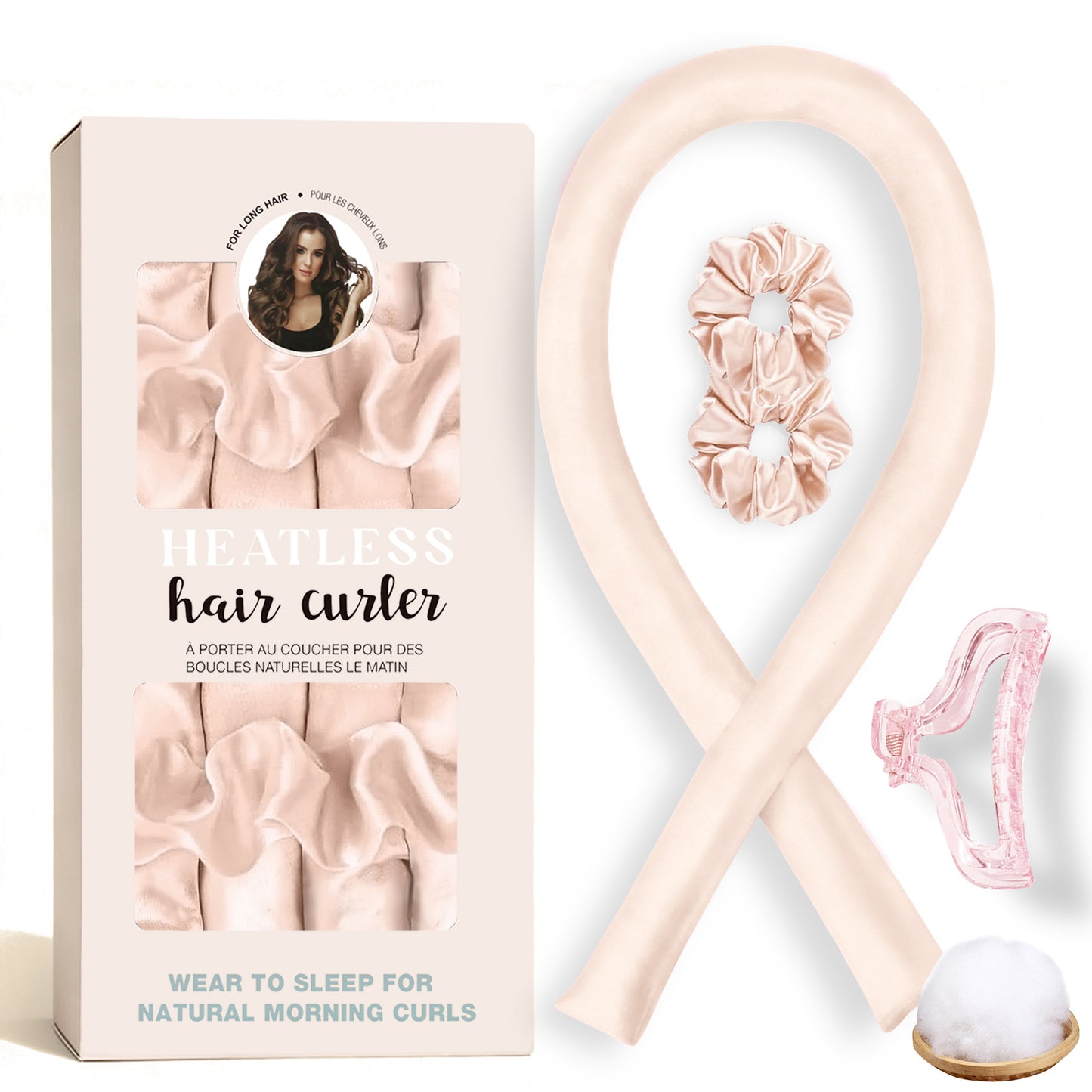 No-Heat Satin Curling Set – Handmade Wave & U-Shaped Hair Curler