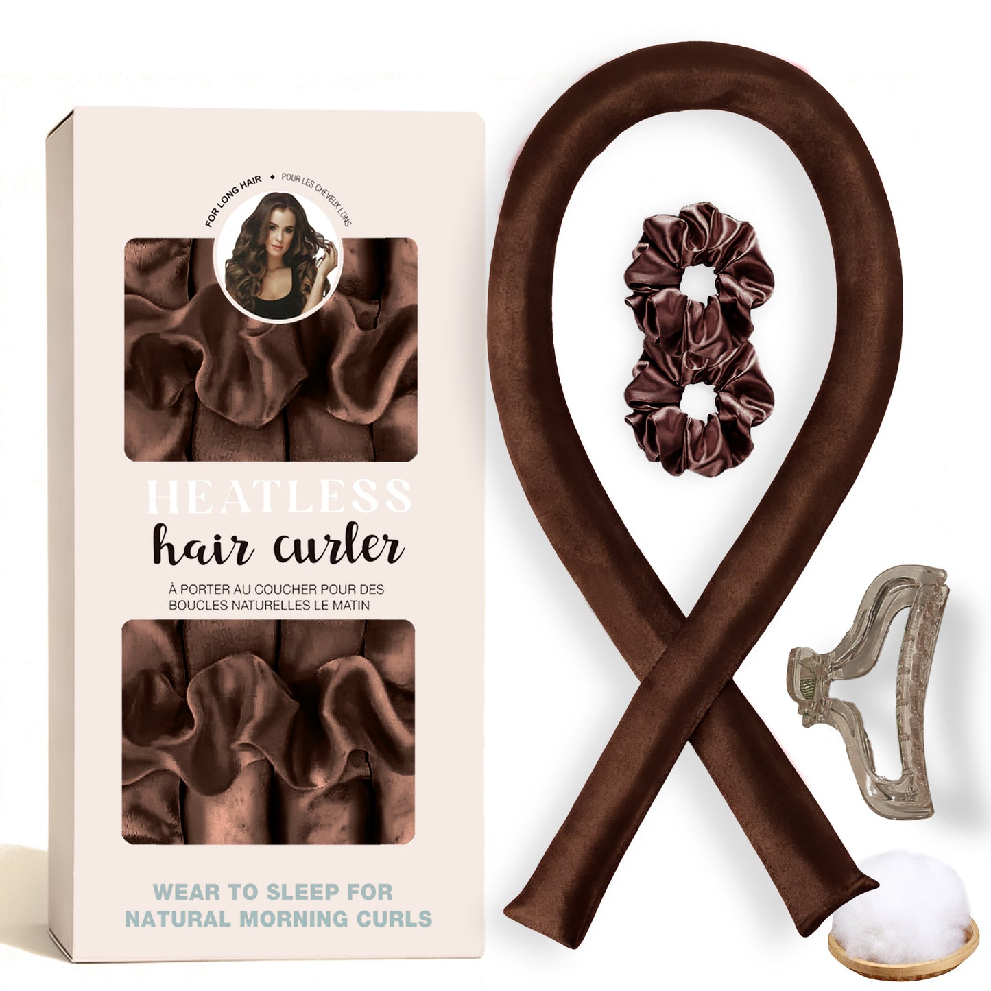 No-Heat Satin Curling Set – Handmade Wave & U-Shaped Hair Curler