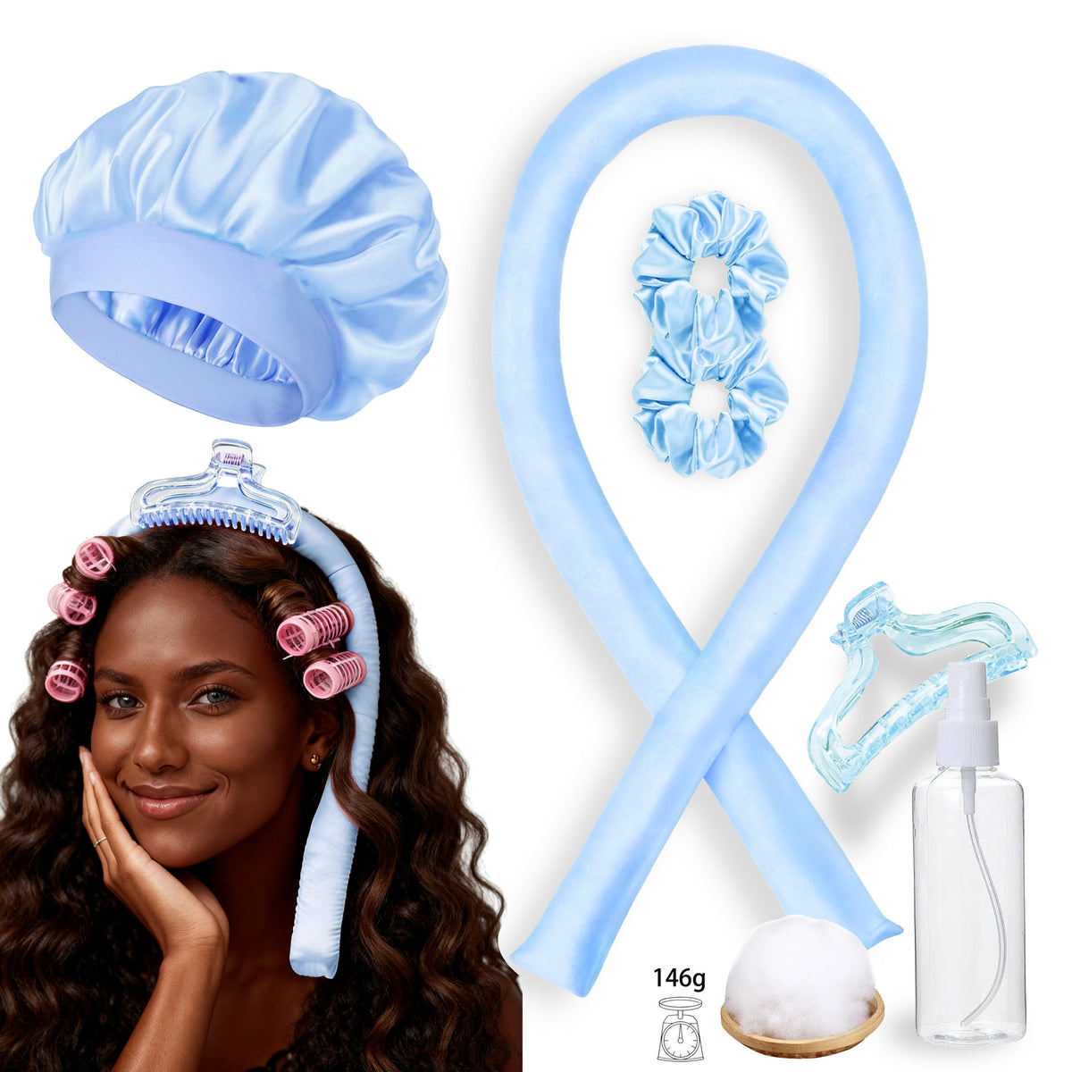 No-Heat Satin Hair Curler Set – Heatless Waves & U‑Shaped Curls, view 19