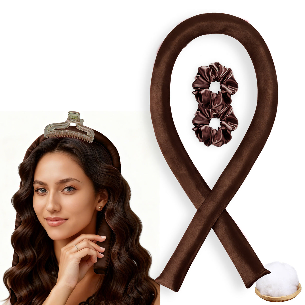No-Heat Satin Hair Curler Set – Heatless Waves & U‑Shaped Curls, view 45