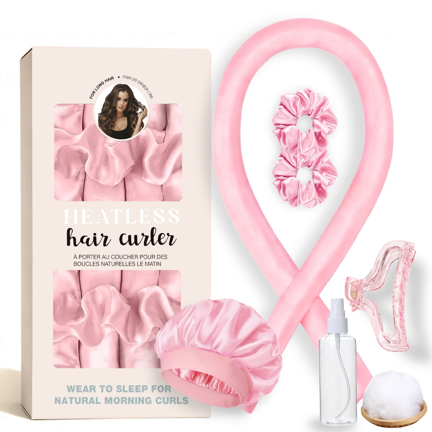 No-Heat Satin Curling Set – Handmade Wave & U-Shaped Hair Curler