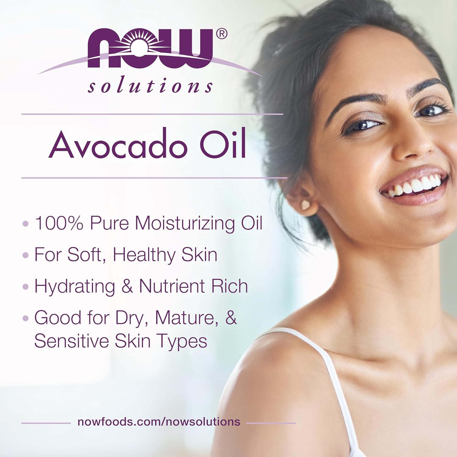 NOW Foods Solutions Avocado Oil, 100% Pure Moisturizing Oil, Nutrient-Rich and Hydrating, 16 oz