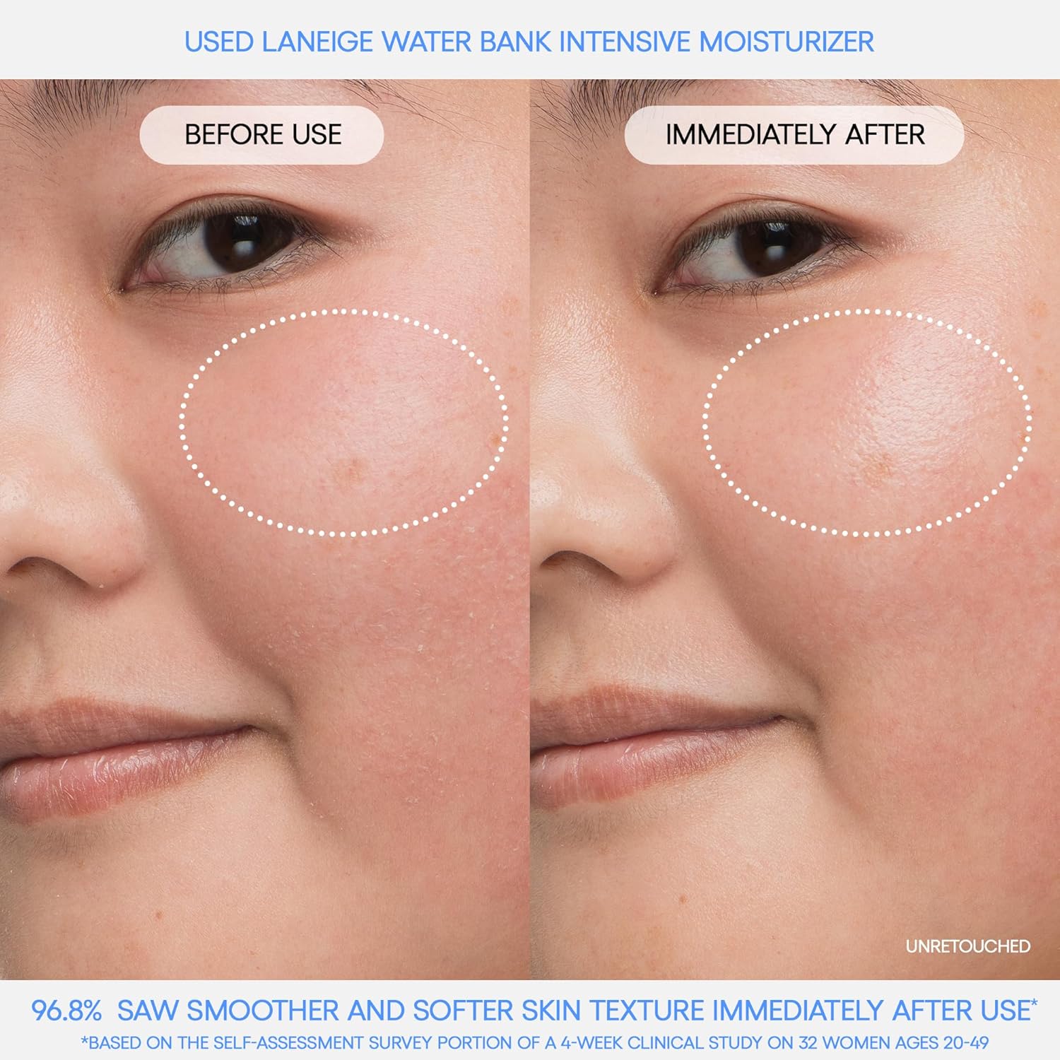 LANEIGE Water Bank Blue Hyaluronic Intensive Moisturizer - Hydrating Face Cream for Extra Dry Skin with Squalane and Peptide for Enhanced Skin Barrier Support, Dermatologist-Tested