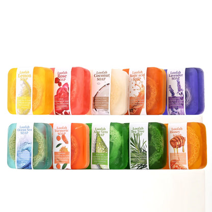 S+100g natural organic aloe vera luffa soap lemon whitening facial shower gel oil control moisturizing skincare luffa soap