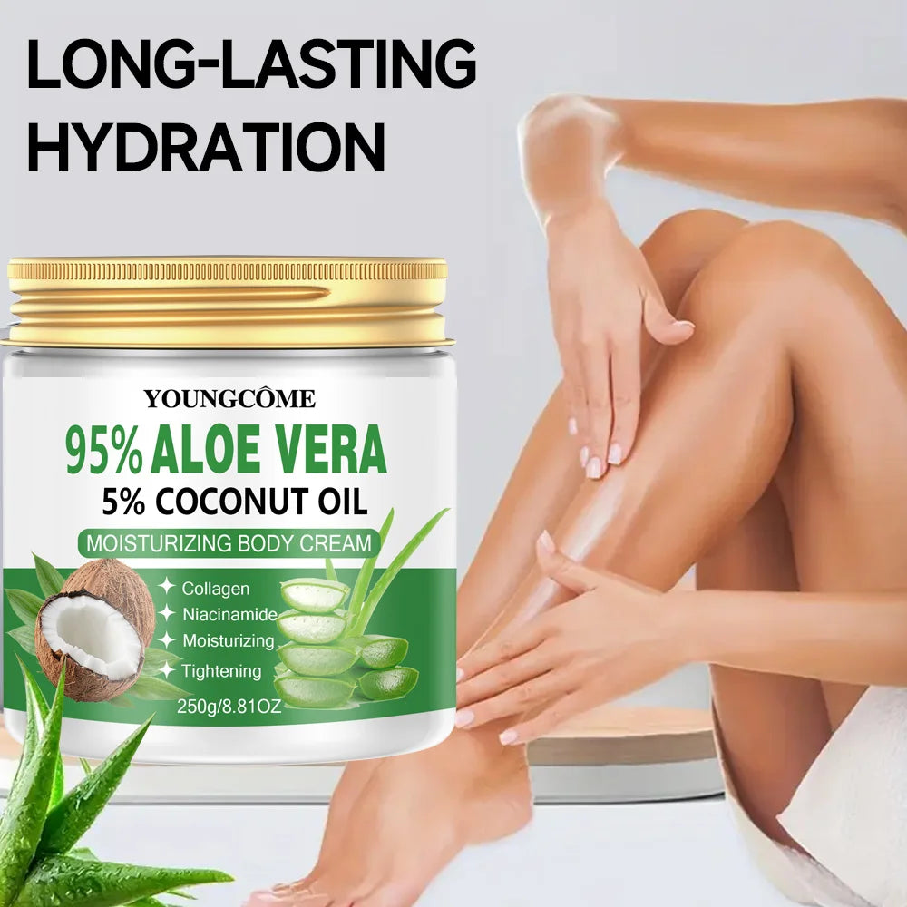 Aloe Vera Natural Coconut Oil Organic Premium Cold Pressed Repair Dry Skin Care Body Massage Moisturizing Cream ﻿