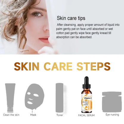 YOUNGCOME Vitamin C Wrinkle Remover Face Serum Lifting Firming Fade Fine Lines Anti-aging Essence Whitening Nourish Skin Care