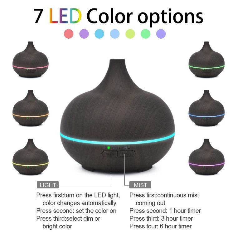 Wood Grain Ultrasonic Aroma Diffuser & Humidifier with Remote – 150 ml / 0.5 L, view 9