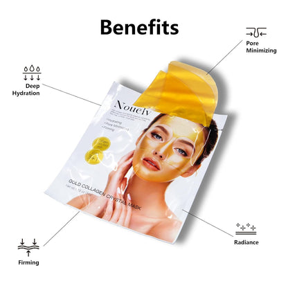 24K Gold Bio Collagen Face Mask - Hydrating Overnight Collagen Treatment (34g x 4)