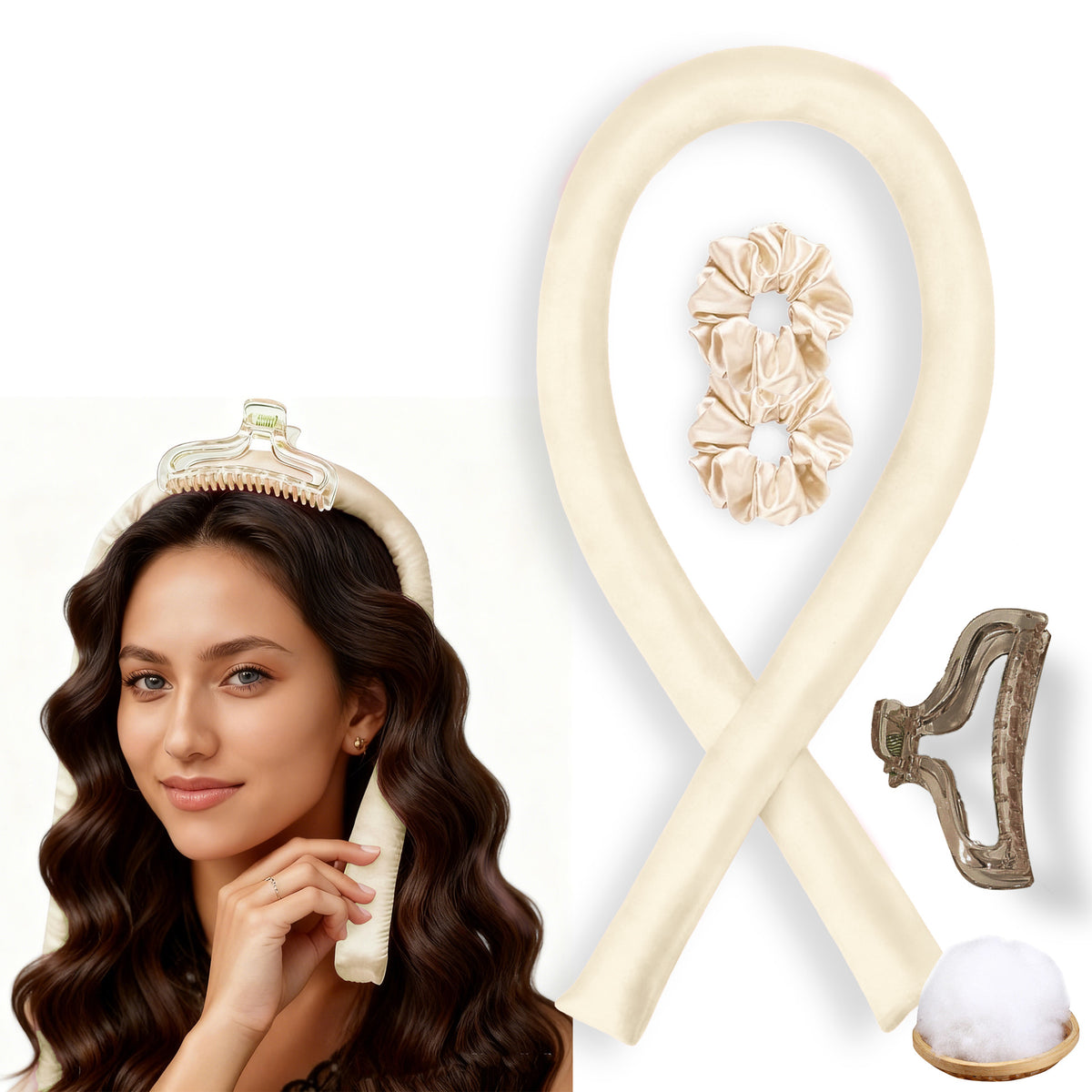 No-Heat Satin Hair Curler Set – Heatless Waves & U‑Shaped Curls, view 23