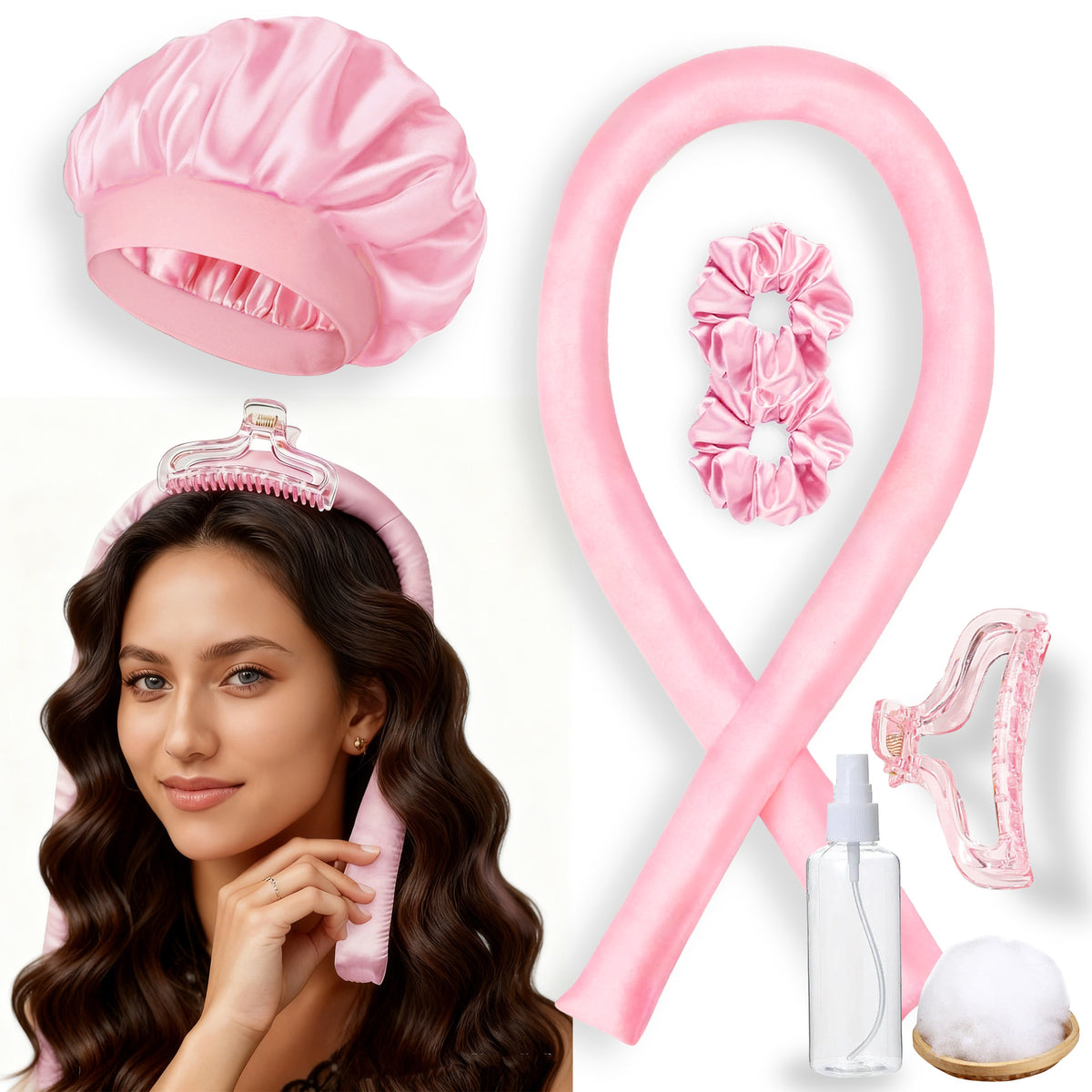 No-Heat Satin Hair Curler Set – Heatless Waves & U‑Shaped Curls, view 22