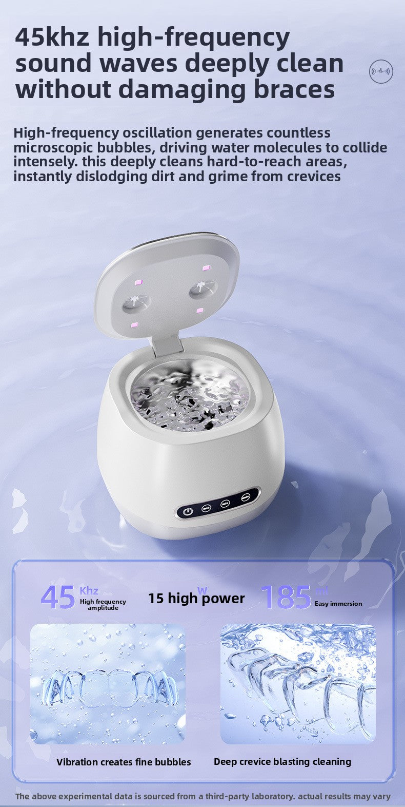 USB Ultrasonic Retainer & Jewelry Cleaner with UV Blue Light – Portable Deep Cleaning Tank