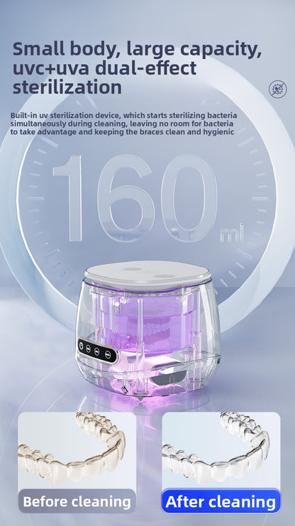 USB Ultrasonic Retainer & Jewelry Cleaner with UV Blue Light – Portable Deep Cleaning Tank
