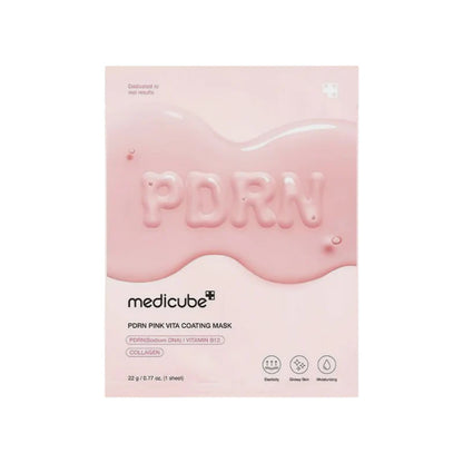 medicube PDRN Pink Vita Coating Mask 22g – Radiance & Hydration Sheet Mask (10pcs)