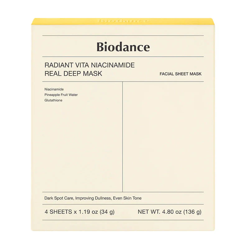 Biodance Radiant Vita Niacinamide Real Deep Mask 34g - Brightening Hydrogel Sheet Mask