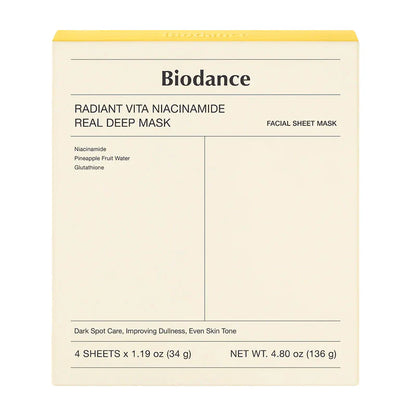 Biodance Radiant Vita Niacinamide Real Deep Mask 34g - Brightening Hydrogel Sheet Mask