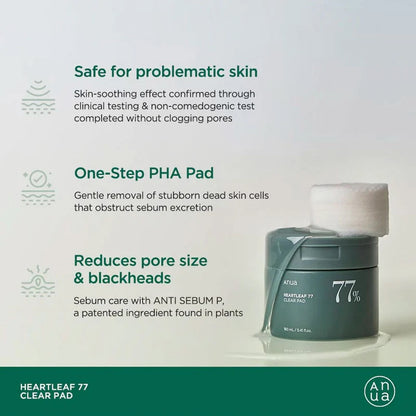 Anua Heartleaf 77% Clear Pad 160ml (70 Pads)