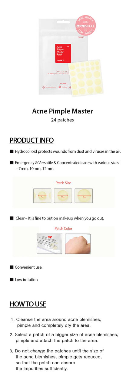 COSRX Acne Pimple Master Patch – Hydrocolloid Pimple Patches (24)