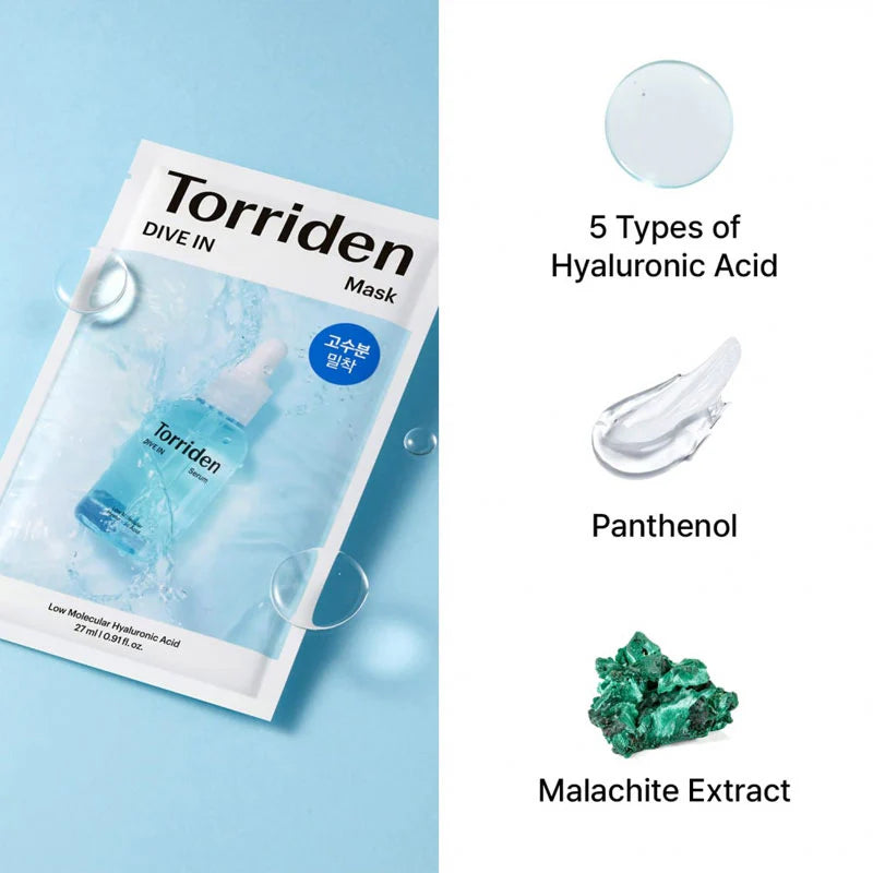 Torriden Dive-In Low Molecular Hyaluronic Acid Mask Pack – Ultra-Hydrating Sheet Mask