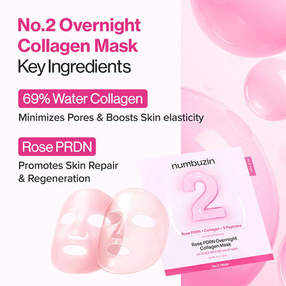 Numbuzin No.2 Rose PDRN Overnight Collagen Mask – Hydrogel Sleeping Mask