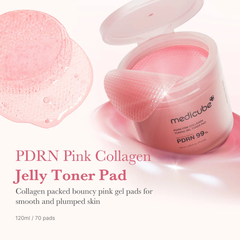 medicube PDRN Pink Collagen Toning Gel Toner Pad 120ml (70 Pads) – Hydrating Collagen Toning Pads