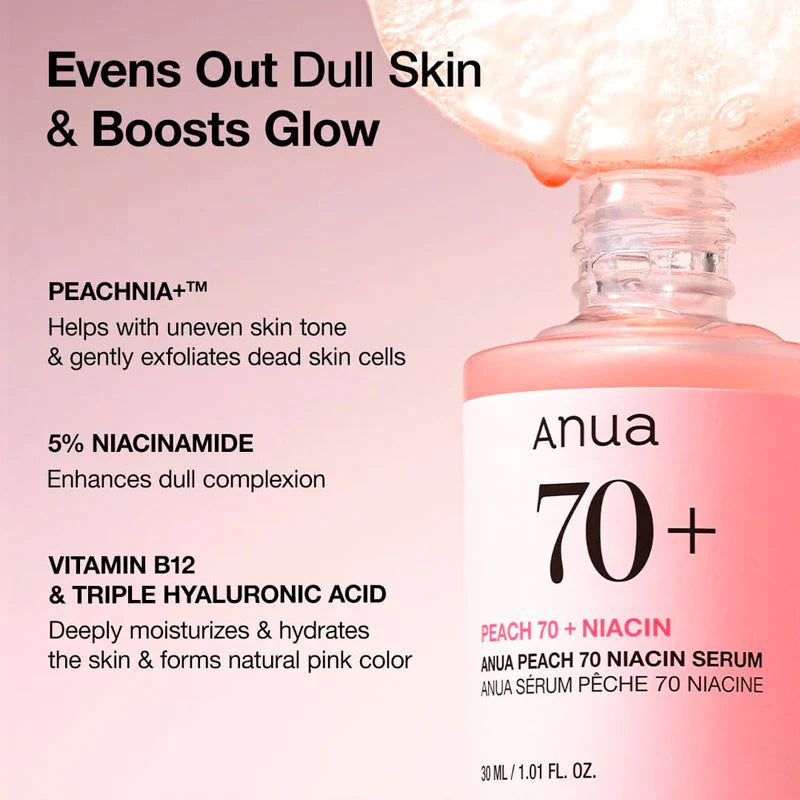 Anua Peach 70% Niacinamide Serum – Brightening Radiance Serum