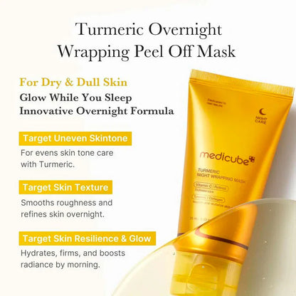 Medicube Kojic Acid Turmeric Night Wrapping Mask – Brightening Overnight Peel-Off Mask