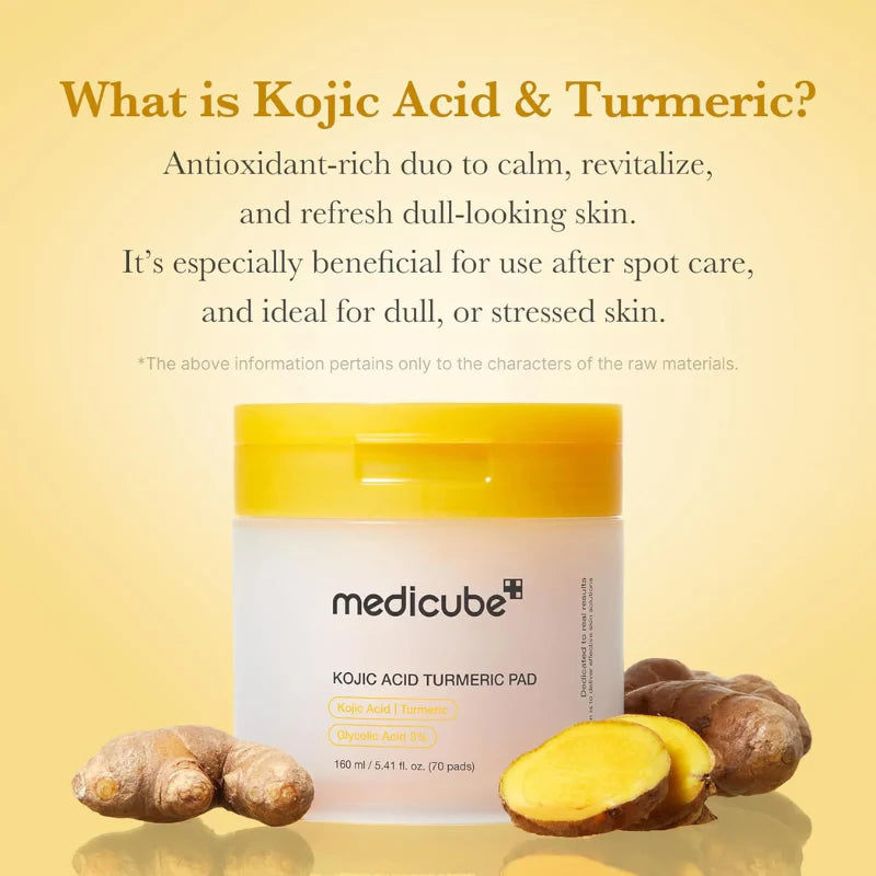Medicube Kojic Acid Turmeric Toner Pad 160ml (70 Pads) – Brightening Exfoliating Toner Pads