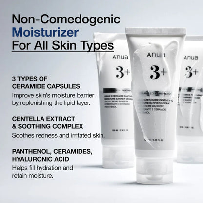 Anua 3 Ceramide Panthenol Moisture Barrier Cream 100ml – Barrier-Repair Moisturizer