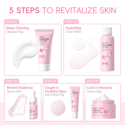 Lecco Japanese Cherry Blossom Skin Care 5-Piece Set