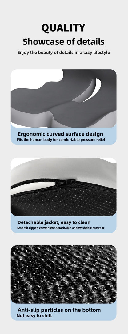 Memory Foam One-Piece Seat Cushion with Backrest – Ergonomic Chair Support (Grey)