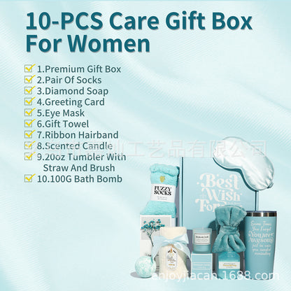 Scented Candle & Spa Gift Set – Candle, Handmade Soap, Eye Mask & Towel