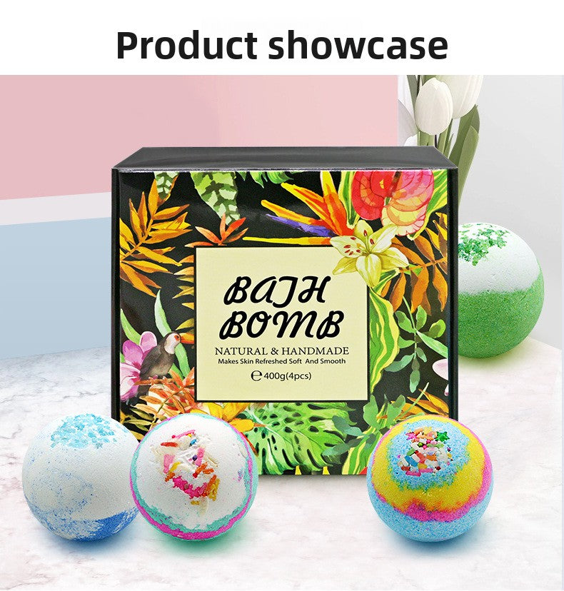 Dried Flower Bath Ball Gift Set – Essential Oil Bubble Bath Balls (4‑Piece)