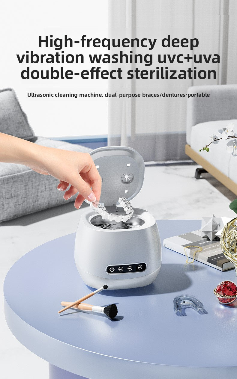 USB Ultrasonic Retainer & Jewelry Cleaner with UV Blue Light – Portable Deep Cleaning Tank