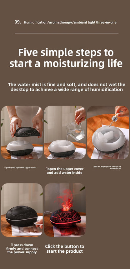 Aroma Diffuser – Simulated Flame Ultrasonic Humidifier (200 ml)