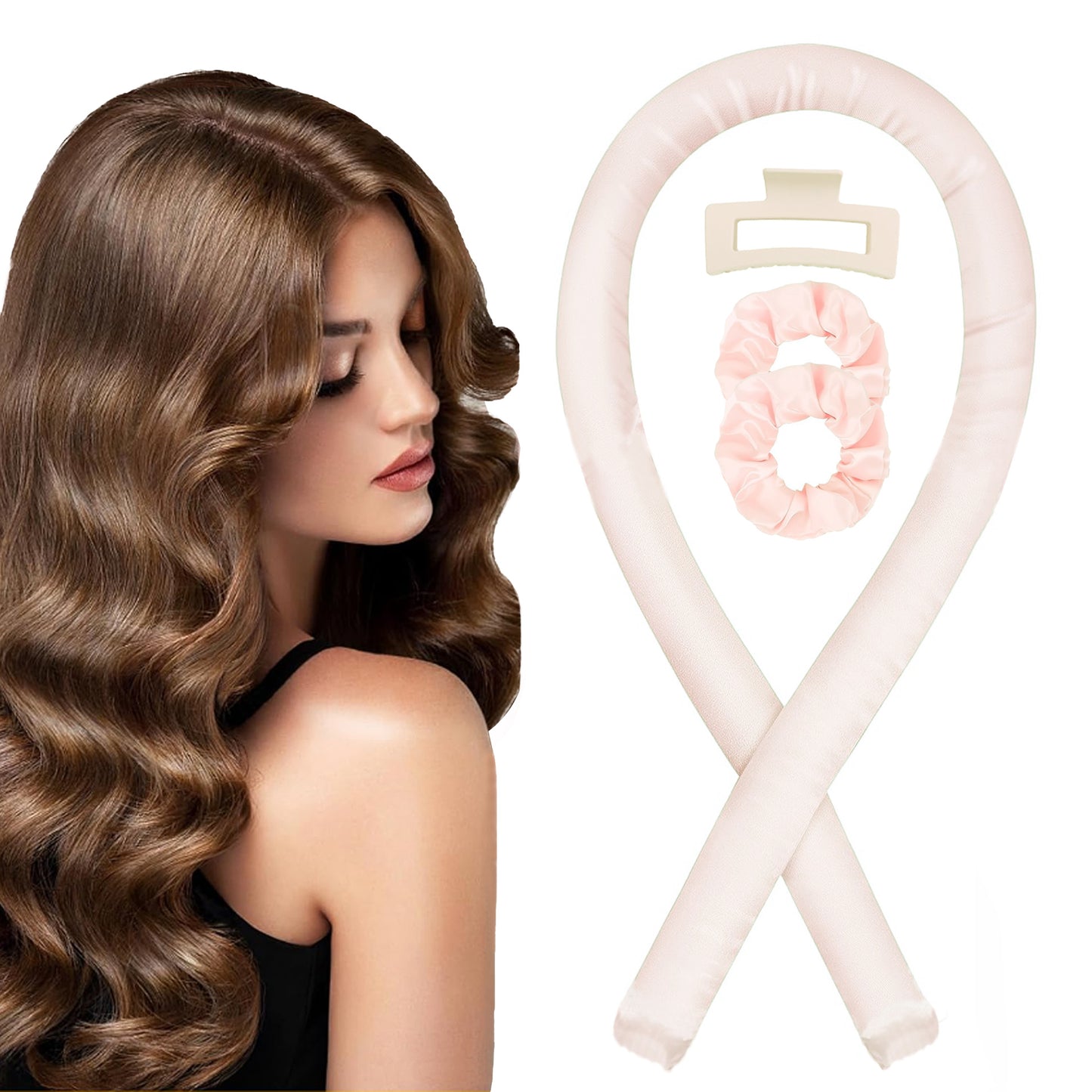 No-Heat Satin Curling Set – Handmade Wave & U-Shaped Hair Curler