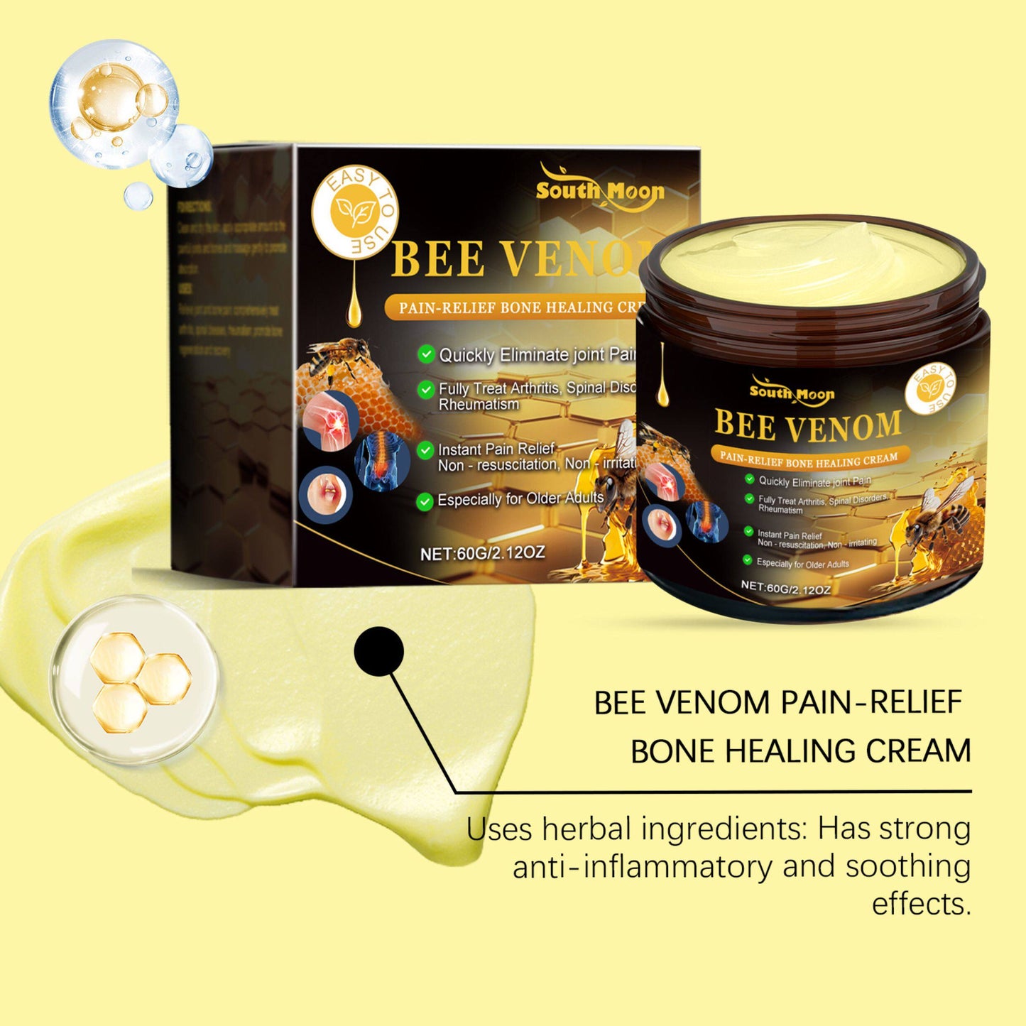 South Moon Bee Venom Joint Comfort Cream – Soothing Balm for Stiff, Tired Joints