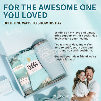 Scented Candle & Spa Gift Set – Candle, Handmade Soap, Eye Mask & Towel