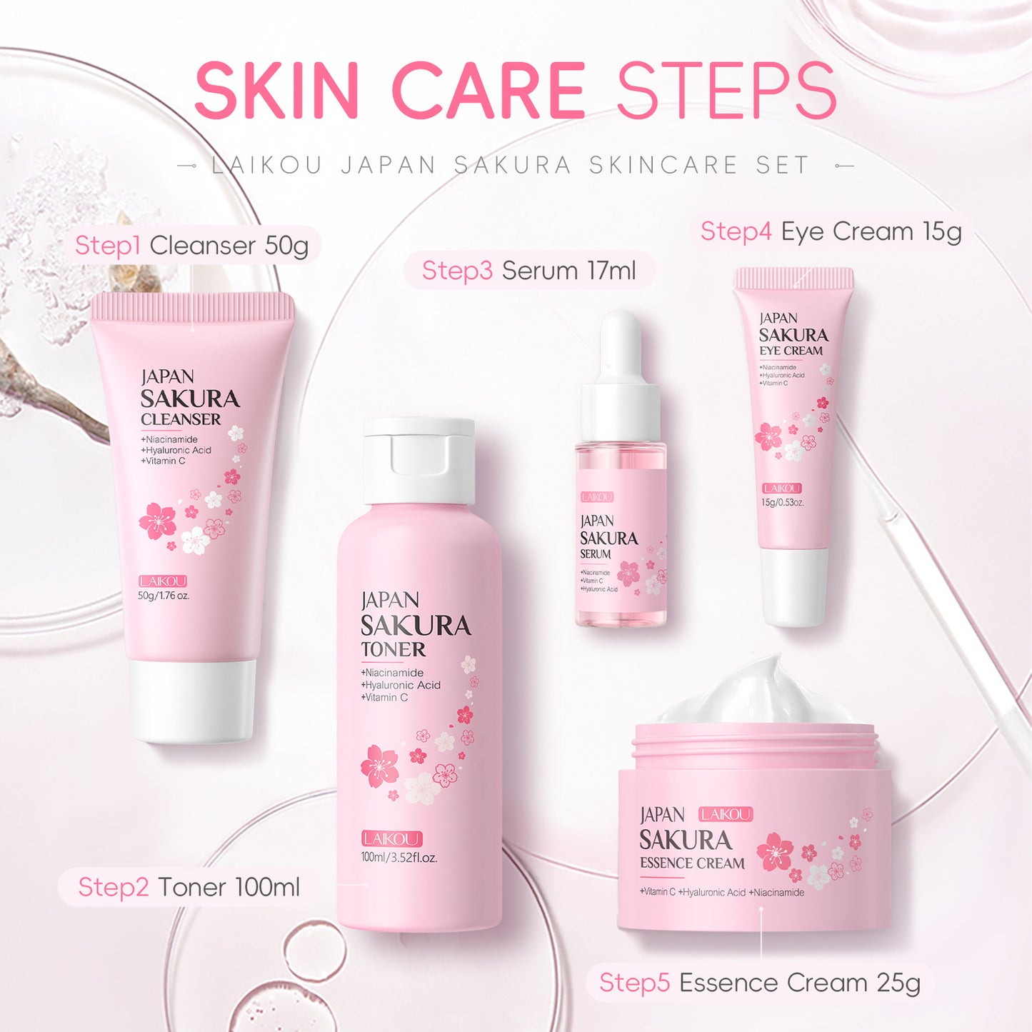 Lecco Japanese Cherry Blossom Skin Care 5-Piece Set