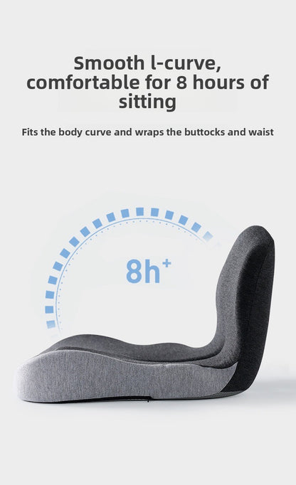 Memory Foam One-Piece Seat Cushion with Backrest – Ergonomic Chair Support (Grey)