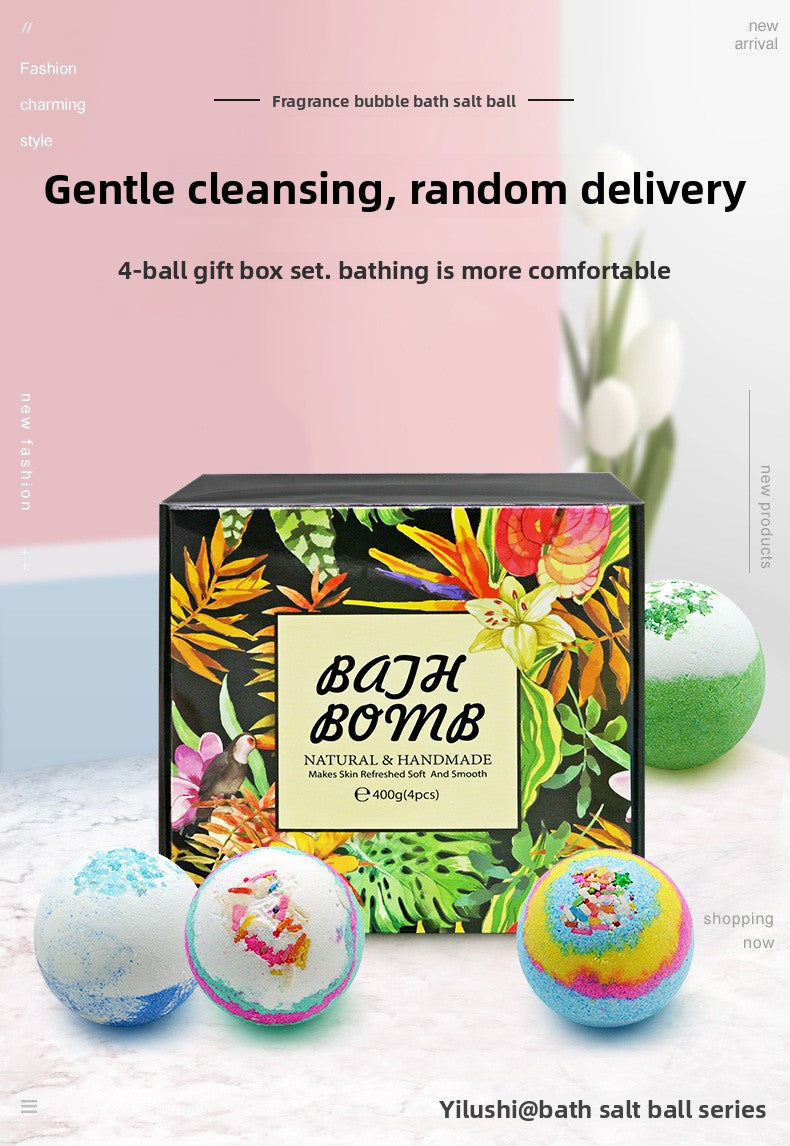 Dried Flower Bath Ball Gift Set – Essential Oil Bubble Bath Balls (4‑Piece)