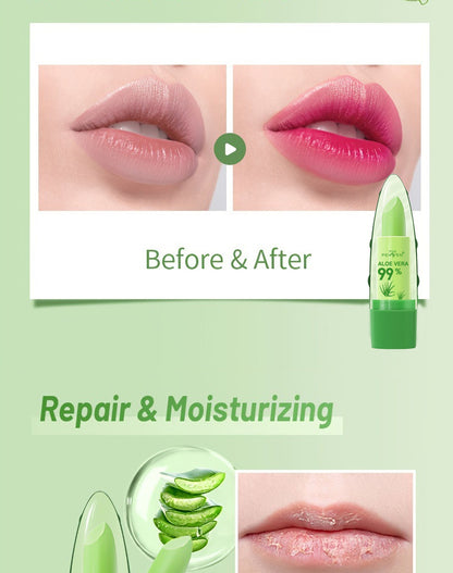 Color‑Changing Aloe Vera Lipstick – Moisturizing, Waterproof & Non‑Transfer
