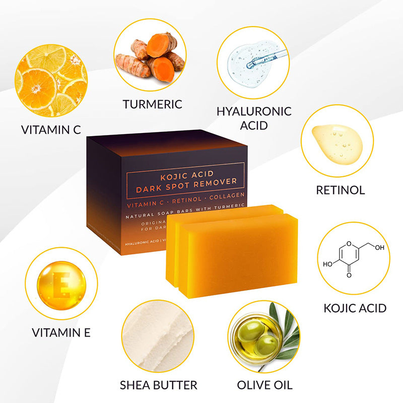 Turmeric Kojic Acid Brightening Soap – Handmade Herbal Bar with Snail & Bamboo Charcoal
