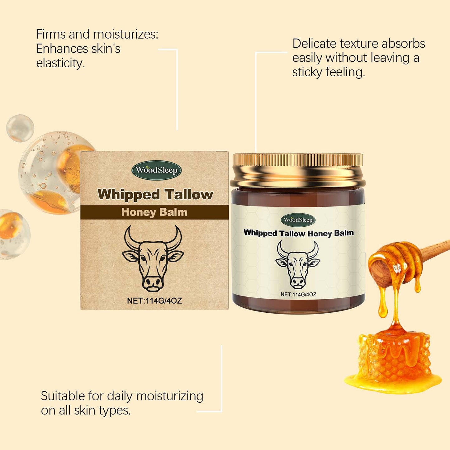 Whipped Tallow Butter and Honey Body Cream 114g